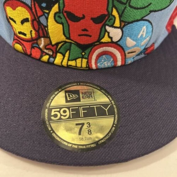 Tokidoki Marvel Avengers New Era Hat 7 3/8 Rare Vtg Vision Thor Hulk Iron Man - Picture 3 of 4